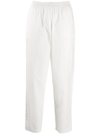8pm Elasticated Straight Trousers In White