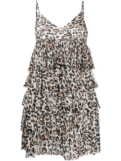 Ermanno Ermanno Layered Leopard Print Dress In White