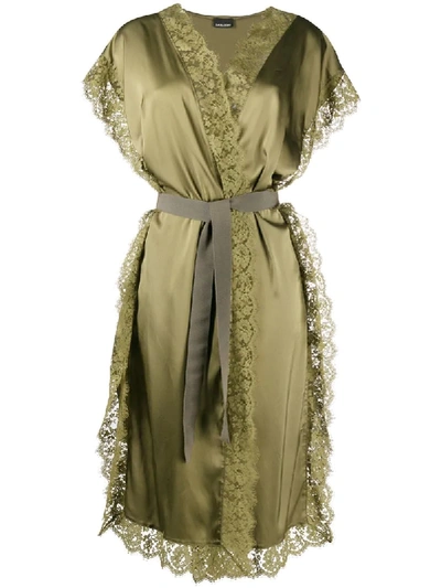 Ermanno Ermanno Lace-panel Sleeveless Coat In Green