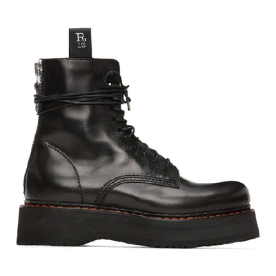 R13 Black Stacked Platform Boots