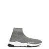 BALENCIAGA SPEED SILVER STRETCH-KNIT SNEAKERS,3845029