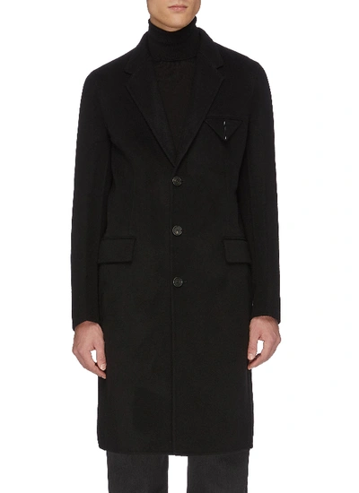 Bottega Veneta Bonded Cashmere Coat W/ Leather Lapels In Black