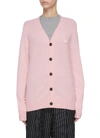 Acne Studios Keve Face Patch Wool Cardigan In Pink