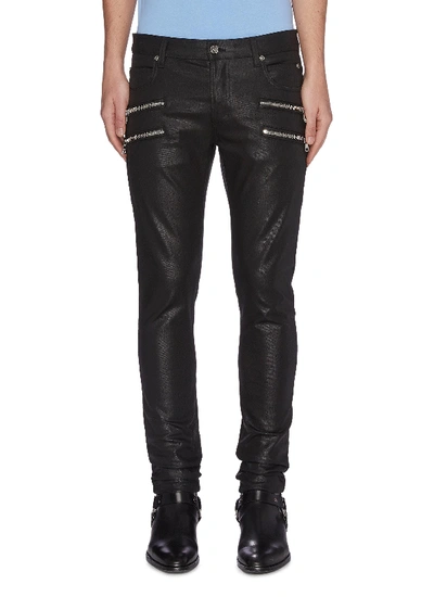 Balmain Zip Detail Skinny Jeans In Black