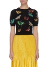 ALICE AND OLIVIA 'CIARA' BUTTERFLY EMBROIDERED WOOL PULLOVER