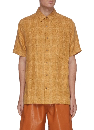 Nanushka Short Sleeves Linen Shirt In Brown