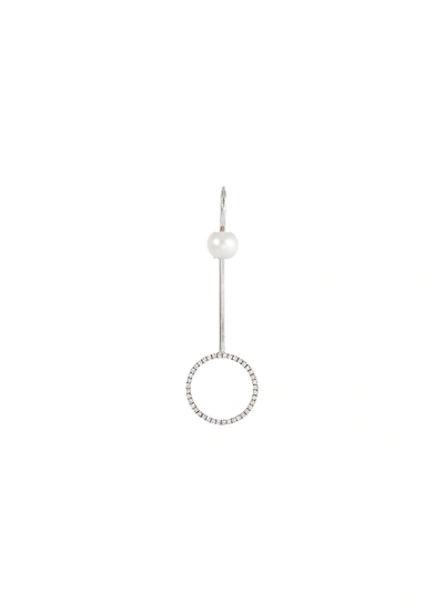 Delfina Delettrez 'bubble' Diamond Pearl 18k White Gold Single Drop Earring In Metallic