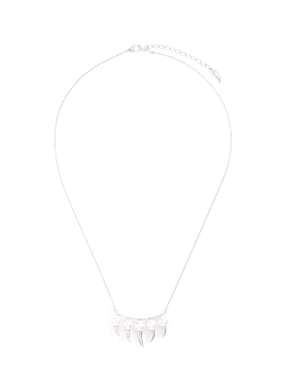 Tasaki 'danger Fang' Diamond Akoya Pearl Pendant Necklace In Metallic