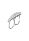 John Hardy 'classic Chain' Diamond Silver Two Finger Ring In Metallic