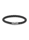 JOHN HARDY 'CLASSIC CHAIN' WOVEN STERLING SILVER LEATHER CORD BRACELET