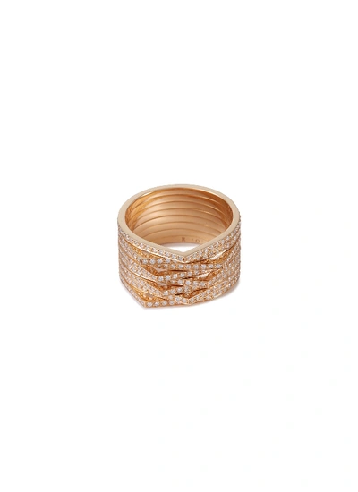 Repossi 'antifer' Diamond 18k Rose Gold Eight Row Ring