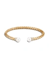 JOHN HARDY CLASSIC CHAIN' DIAMOND FRESHWATER PEARL 18K GOLD CUFF