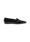 Aeyde Aurora Glossed Croc-effect Leather Loafers In Black