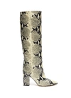 PARIS TEXAS SNAKE EMBOSSED LEATHER KNEE HIGH BOOTS