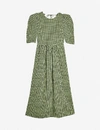 TOPSHOP GINGHAM LACE-UP BACK WOVEN MIDI DRESS,R00130696