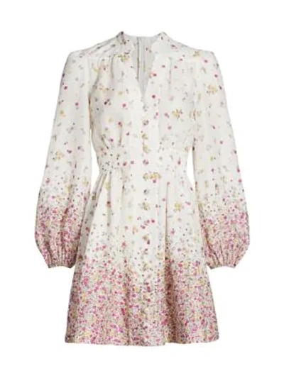 Zimmermann Carnaby Floral Mini Dress In Cerise Ditsy