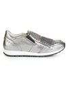 TOD'S FRINGED METALLIC LEATHER SLIP-ON SNEAKERS,0400012461983