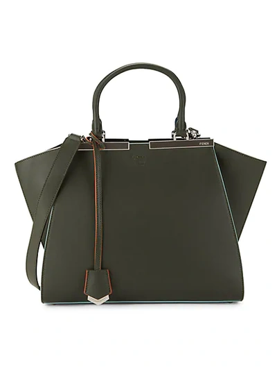 Fendi Leather Top Handle Bag In Green
