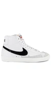 Nike Blazer Mid Suede-trimmed Leather High-top Sneakers In White  Black & Sail