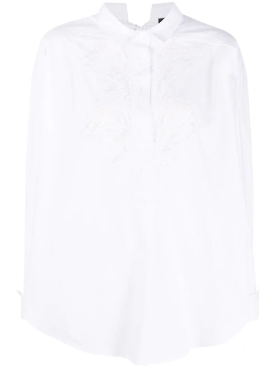 Ermanno Ermanno Oversized Lace Long-sleeve Shirt In White