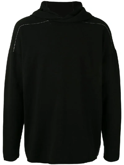 Isabel Benenato Contrast Stitched Hoodie In Black