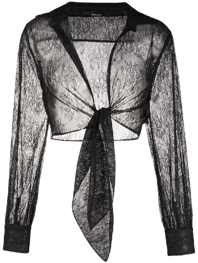 Ermanno Ermanno Lace Tie-waist Shirt In Black