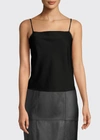 Alice And Olivia Harmon Drapey Slip Tank In Black