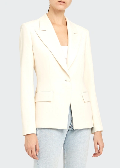 Theory Angled One-button Blazer In Rice