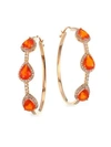 Bavna Mexican Fire Opal 18k Rose Gold Hoop Earrings In Orange