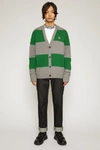 ACNE STUDIOS Block stripe cardigan Grey melange/deep green