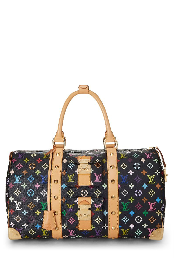 Pre-Owned Louis Vuitton Takashi Murakami X Black Monogram Multicolore Keepall 45 | ModeSens