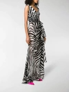 Dolce & Gabbana Wrap-effect Zebra-print Chiffon Maxi Dress In Black