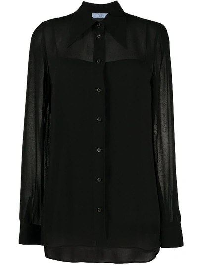 Prada Sheer Panels Shirt In Black