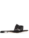 Bottega Veneta The Lido Leather Flat Sandals In Black