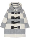 BURBERRY TEEN LOGO DETAIL STRIPED DUFFLE COAT