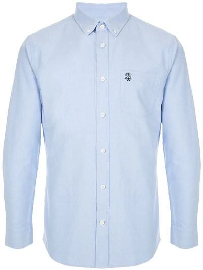 Kent & Curwen Logo-print Button-down Shirt In Blue