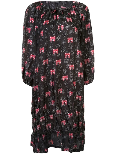 Comme Des Garcons Girl Bow Patterned Dress In Black