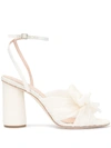Loeffler Randall Isabel Embroidered Knot Platform Sandal In White