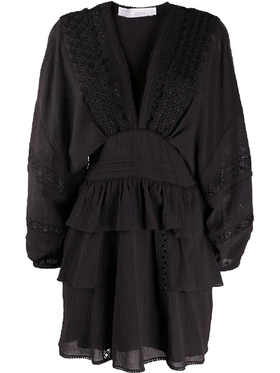 Iro Lace-insert Ruffle-trimmed Mini Skirt In Black