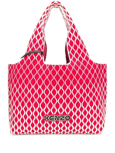 Kenzo Flyknit Jacquard Tote Bag In Red