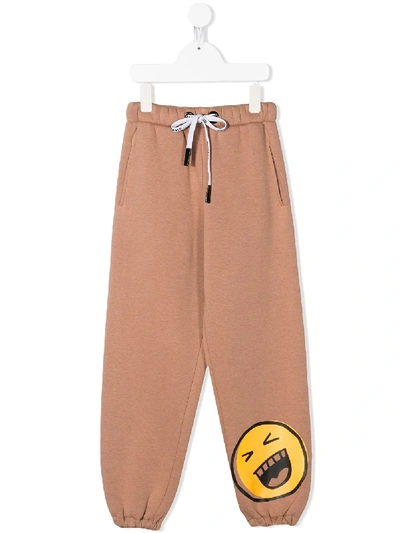 Duo Kids' Smiley Track Trousers In Neutrals