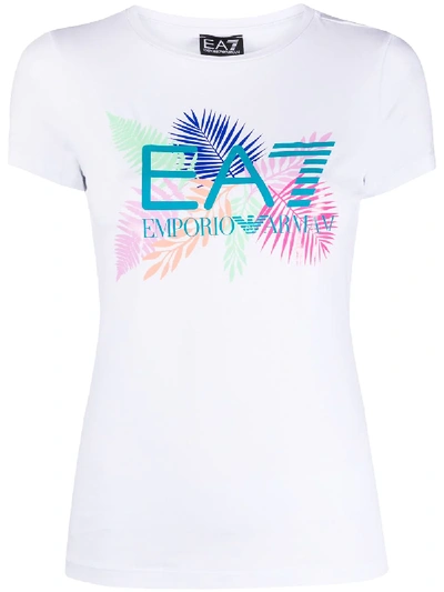 Ea7 Logo Print T-shirt In White