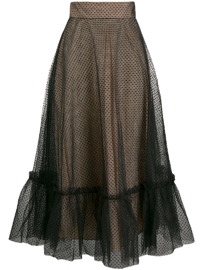 Zimmermann Polka-dot Flared Midi Skirt In Black