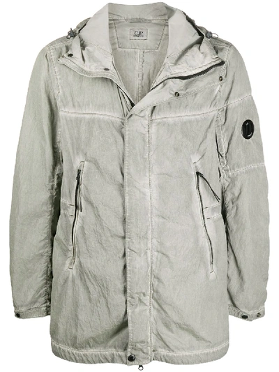 C.p. Company Zip-through Washed Hooded Coat In Grey | ModeSens C.p. Company Zip-through Washed Hooded Coat In Grey | ModeSens