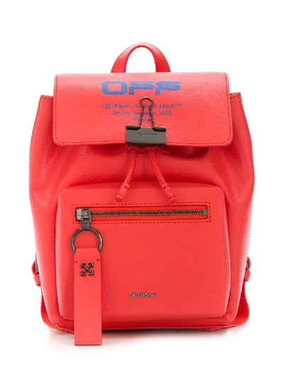 Off-white Binder Clip Logo Backpack In Red