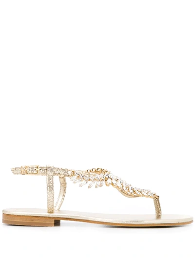 Emanuela Caruso Crystal Detailed Sandals In Gold