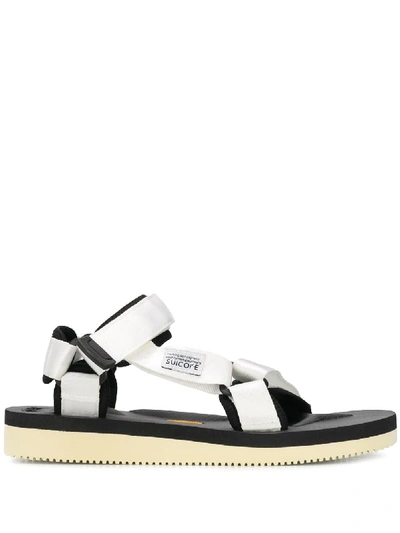Suicoke Hook And Loop Straps Sandals In White