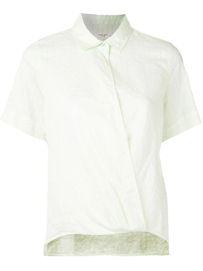 Rag & Bone Wrap-front Striped Short Sleeved Shirt In Green
