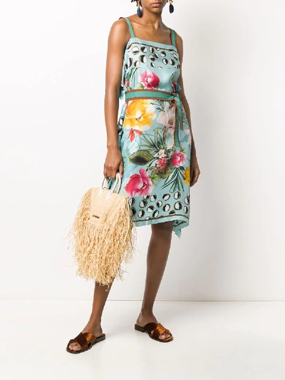 Altea Floral-print Silk Dress In Blue