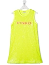 Pinko Teen Sequin-embellished Sleeveless Dress In Yellow
